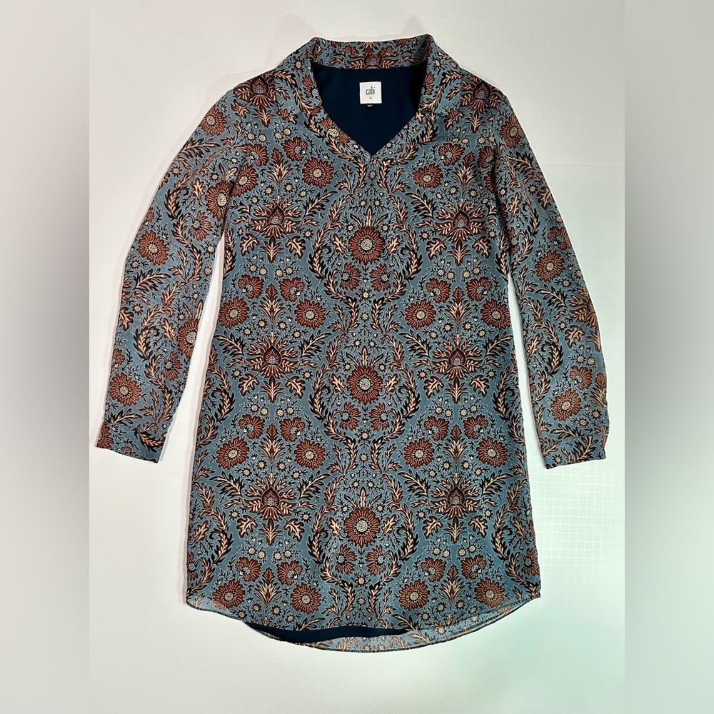 Cabi Provincial Floral Shift Dress Women’s Size XS Blue Brown